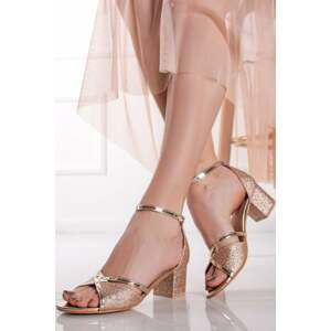 Ružovozlaté sandále na hrubom podpätku Lenia