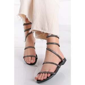 Čierne nízke sandále s kamienkami Inaya