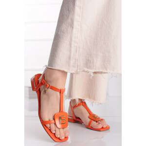 Oranžové sandále na nízkom podpätku Stella