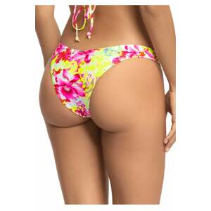 Fuchsiovo-žlté kvetované plavkové nohavičky brazílskeho strihu Cheeky Brazilian Cut Bikini Floral