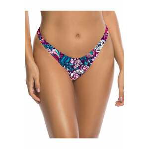 Modro-fuchsiové kvetované plavkové tangá High Cut Cheeky Bikini Rio