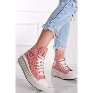 Ružové vysoké tenisky na platforme Chuck Taylor All Star Move Platform Daisy Cord