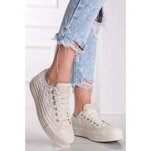 Smotanové nízke tenisky na platforme Chuck Taylor All Star Lift Platform Daisy Cord