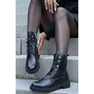 Čierne kožené členkové topánky 2-25201