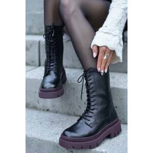 Čierno-fialové šnurovacie členkové topánky 2-25703