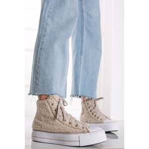 Béžové vysoké tenisky na platforme Chuck Taylor All Star Lift Platform Sherpa