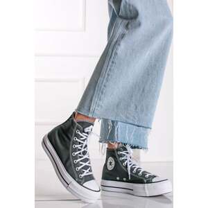 Tmavosivé vysoké plátené tenisky na platforme Chuck Taylor All Star Lift Platform High Top Secret Pines