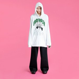 RAF SIMONS Destroyed Oversized Hoodie Grimrawler White