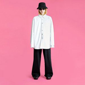 RAF SIMONS Straight Fit Denim Shirt With Label On Sleeve White