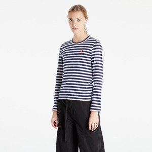 Comme des Garçons PLAY Woven Longsleeve Tee Navy/ White