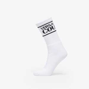 Versace Jeans Couture Cotton Striped Logo Socks White/ Black