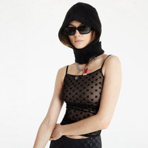 MISBHV Mesh Monogram Draped Top Black