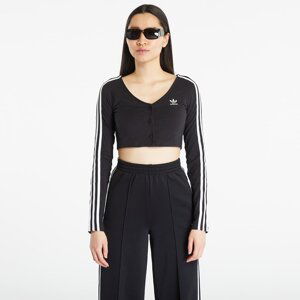 adidas Adicolor Classics 3-Stripes Button Long Sleeve Tee Black