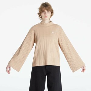 Nike NSW Ribbed Jersey Long Sleeve Top Beige