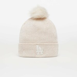 New Era Los Angeles Dodgers Womens Chenille Bobble Beanie Light Beige