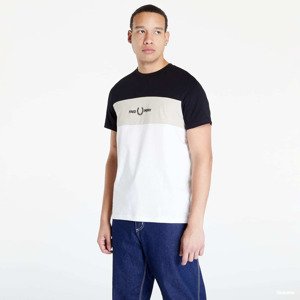 FRED PERRY Embroidered Panel T-Shirt Snow White