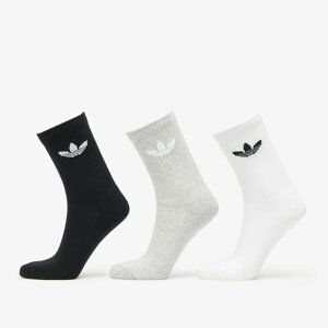 adidas Trefoil Cushion Crew Sock 3-Pack White/ Medium Grey Heather/ Black