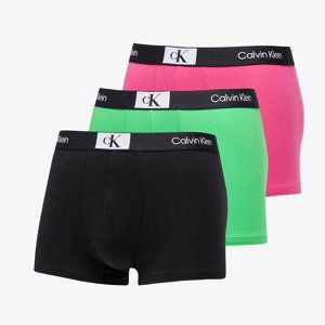 Calvin Klein 96 Cotton Stretch Trunk 3-Pack Island Green/ Black/ Fuschia Rose