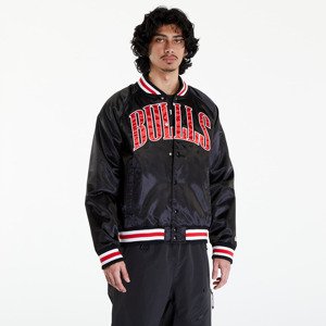 New Era Chicago Bulls NBA Applique Satin Bomber Jacket UNISEX Black/ Front Door Red