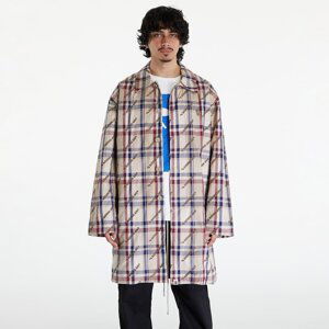 A BATHING APE Logo Check Pattern Long Coat Beige