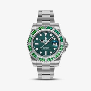 A BATHING APE Type 1 Bapex Crystal Stone Watches Green