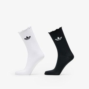 adidas Semi-Sheer Ruffle Crew Socks 2-Pack White/ Black