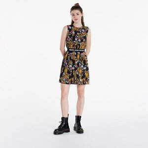 Versace Jeans Couture Light Crepe Print Sunflower Gar Dress Black