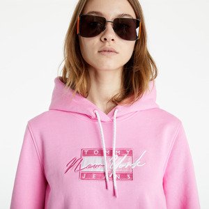 Tommy Jeans Cropped Tommy Flag Hoodie Pink Daisy