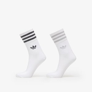 adidas Mid-Cut Glitter Crew Socks 2-Pack White/ Grey Two/ Black L