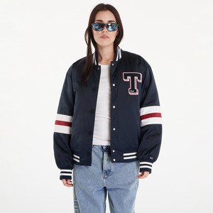 Tommy Jeans Satin Letterman Bomber Jacket Dark Night Navy