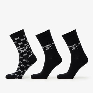 Reebok Classics Fold-Over Crew Socks 3-Pack Black