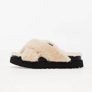 UGG W Fuzz Sugar Cross Slide Natural/ Black