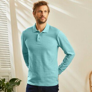 Blancheporte Jednofarebné polo tričko s dlhými rukávmi morská zelená 107/116 (XL)