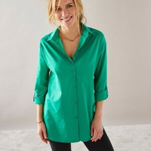Blancheporte Dlhá jednofarebná košeľa zelená 40