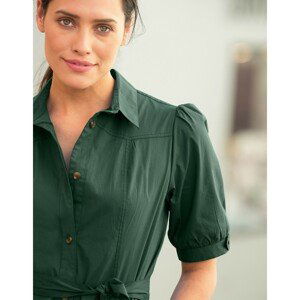 Blancheporte Košeľové šaty s opaskom a gombíkmi zelená 42