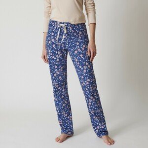 Blancheporte Pyžamové nohavice s potlačou kvetín nám.modrá/lila 42/44