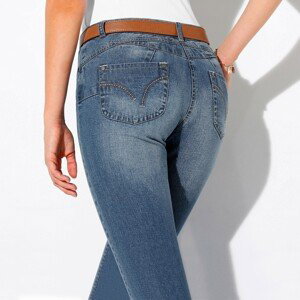 Blancheporte Rovné džínsy s push-up efektom, pre nižšiu postavu zapratá modrá 36