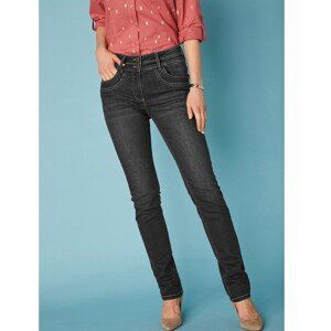 Blancheporte Rovné strečové džínsy, zapratý vzhľad čierna 36