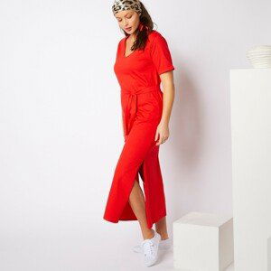 Blancheporte Jednofarebné dlhé šaty s výstrihom do "V" červená 50