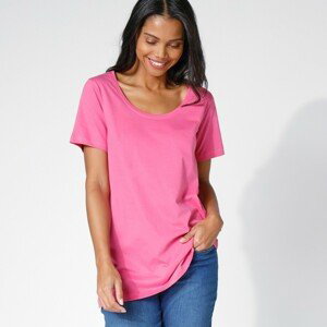Blancheporte Jednofarebné tričko s okrúhlym výstrihom, eco-friendly ružová 46/48