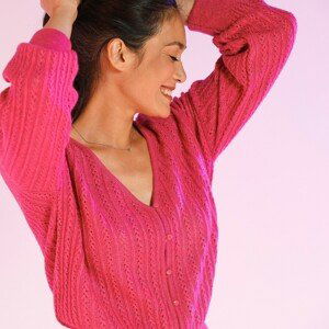 Blancheporte Ažúrový sveter ružová 50