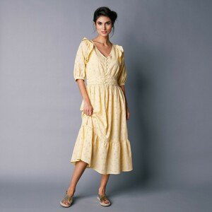 Blancheporte Šaty s anglickou výšivkou žltá 50
