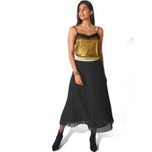 Blancheporte Plisovaná sukňa so zlatým pásom čierna 46