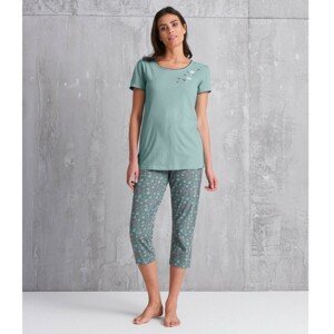 Blancheporte Pyžamové tričko s potlačou kvetín a krátkymi rukávmi zelenkastá 34/36