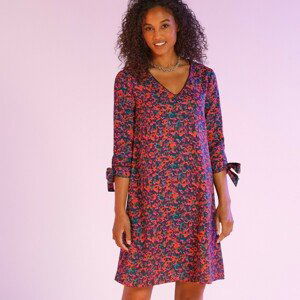 Blancheporte Rozšírené šaty s potlačou a kontrastným lemom fialová/viacfarebná 52