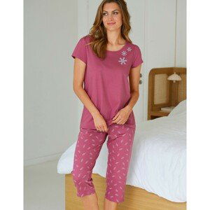 Blancheporte 3/4 pyžamové nohavice s potlačou listov purpurová 42/44