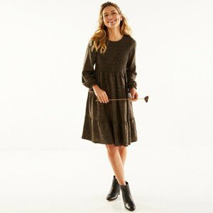 Blancheporte Žabkované šaty s dlhými rukávmi, jednofarebné alebo s potlačou bronzová/čierna 44