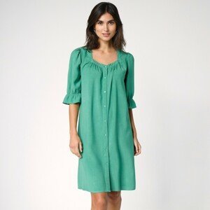 Blancheporte Jednofarebné rozšírené šaty na gombíky zelená 46