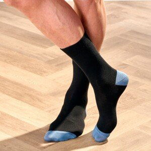 Blancheporte Súprava 5 párov ponožiek s farebnou pätou a špičkou čierna 39/42