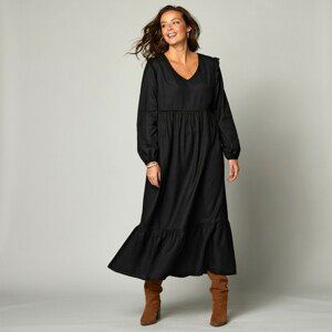 Blancheporte Jednofarebné dlhé šaty s volánovým spodným lemom čierna 54